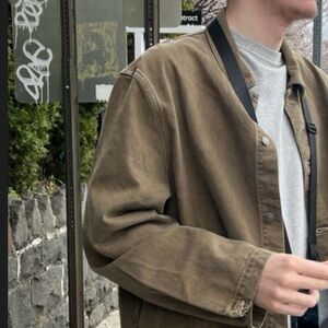 Beige Oversized Denim Jacket Unisex XL + Matching Shorts